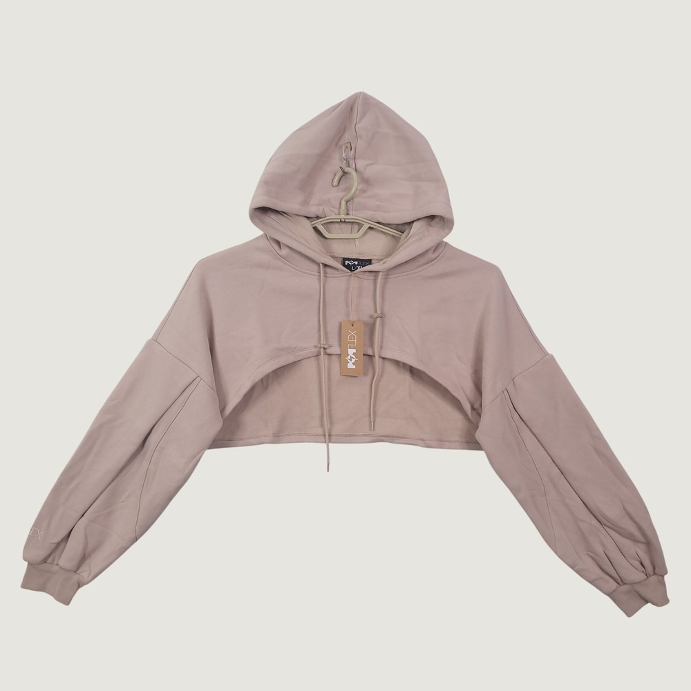 Popflex Cloud Shruggie Rose Taupe Crop Hoodie Shrug L/XL Casual Activewear NWT
